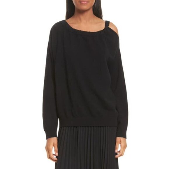 NWOT Vince Size L 100% Cashmere Cold Shoulder Tunic - Black MSRP $234 - Picture 3 of 12